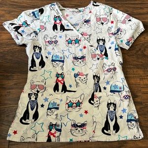 American Cat Scrub Top